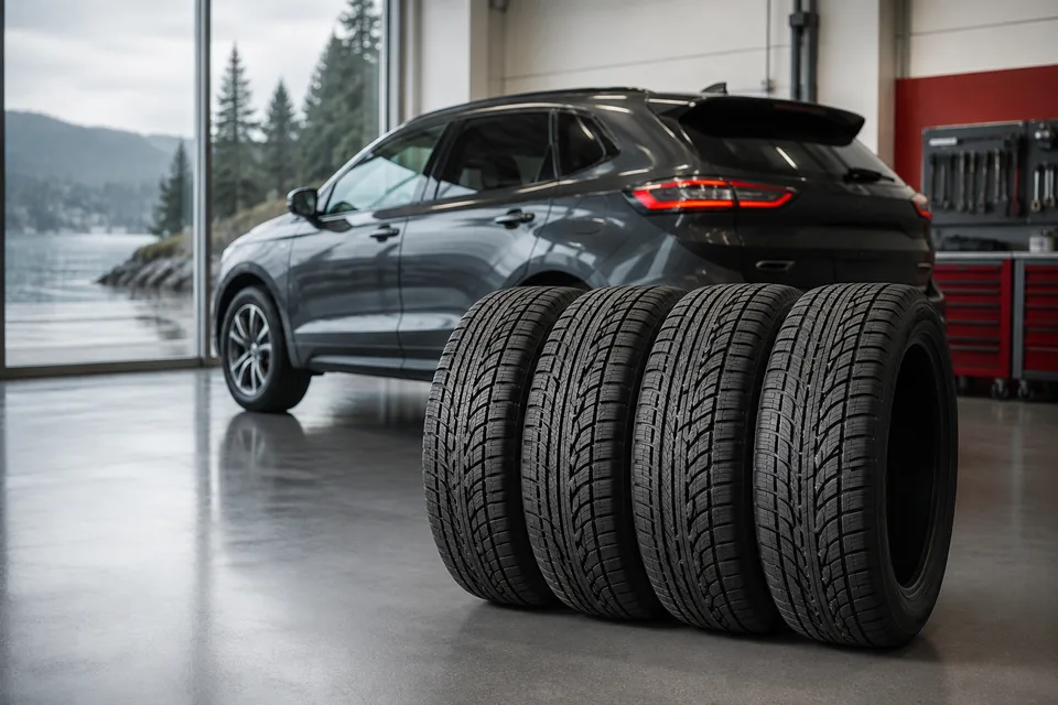 Vehicle equipped with winter tires for winter driving in Surrey BC