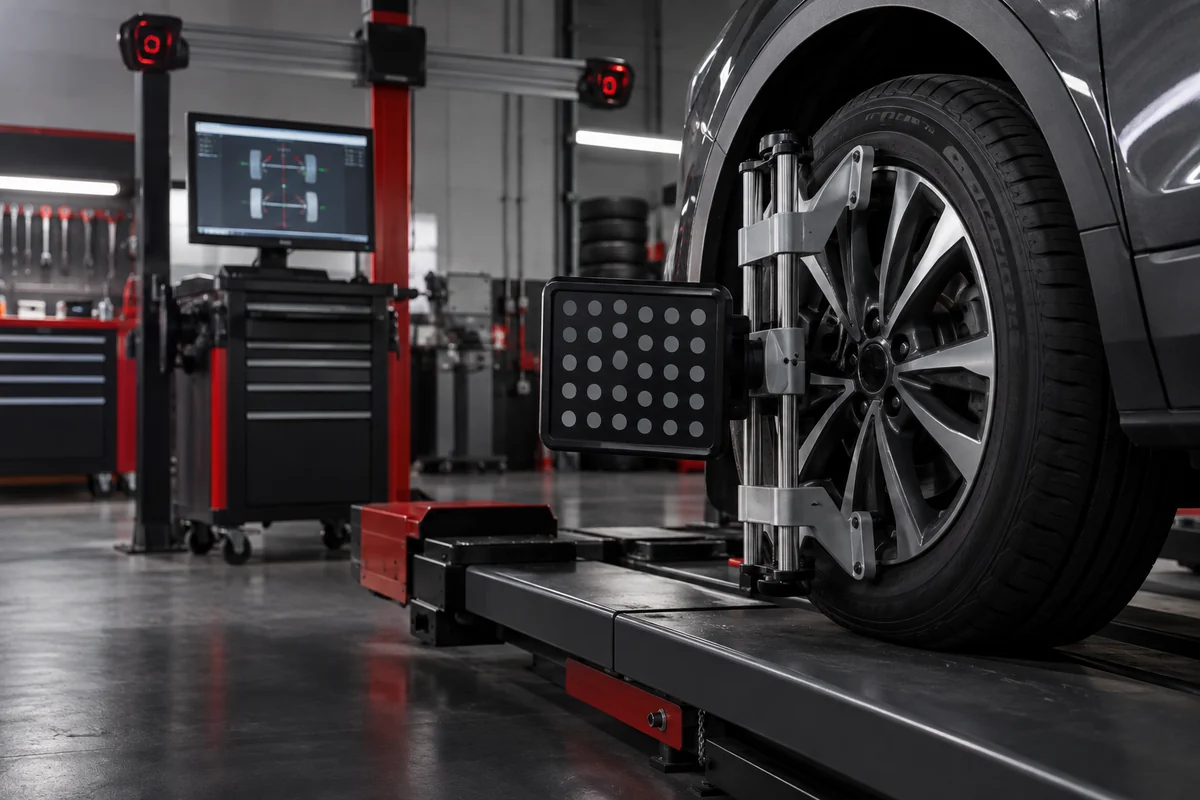 Vehicle wheel connected to professional alignment equipment